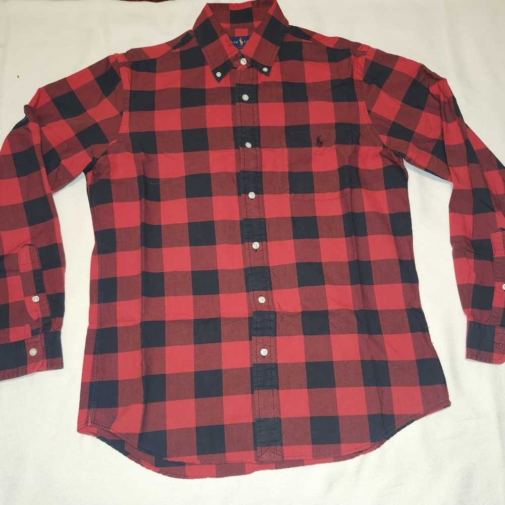 Men's Red and Black Checkered Shirt